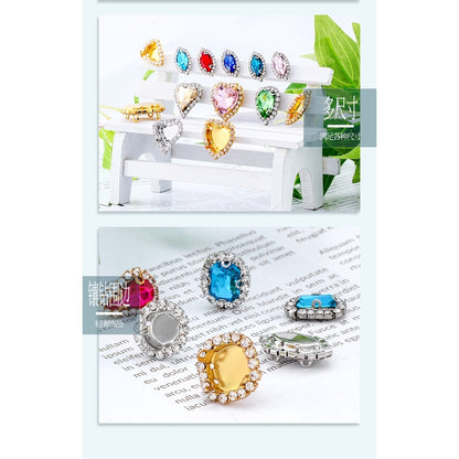 10PCS Crystal Buckle Gold Empty Bracket Glass Crystal Enclosing Edge Copper Claw Diy Accessories Clothing Accessories Shoe Materials