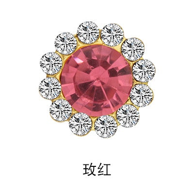 10pcs Round Rhine-water Sunflower Hand Stitched Drill Stained Glass Drill Buckle Diy Hand Stitched Hair Accessories Shoes Clothing Case and Bag Accessories
