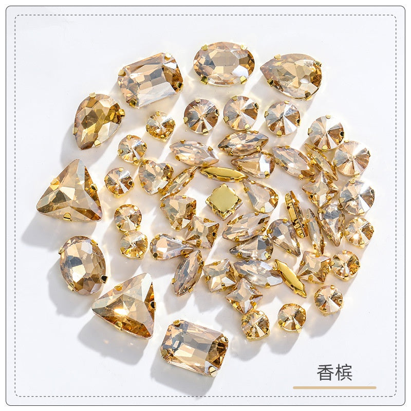 Gold Bottom Bracket Claw Drill Mixed Crystal Diy Clothing Luggage Crystal Accessories Accessories Materials