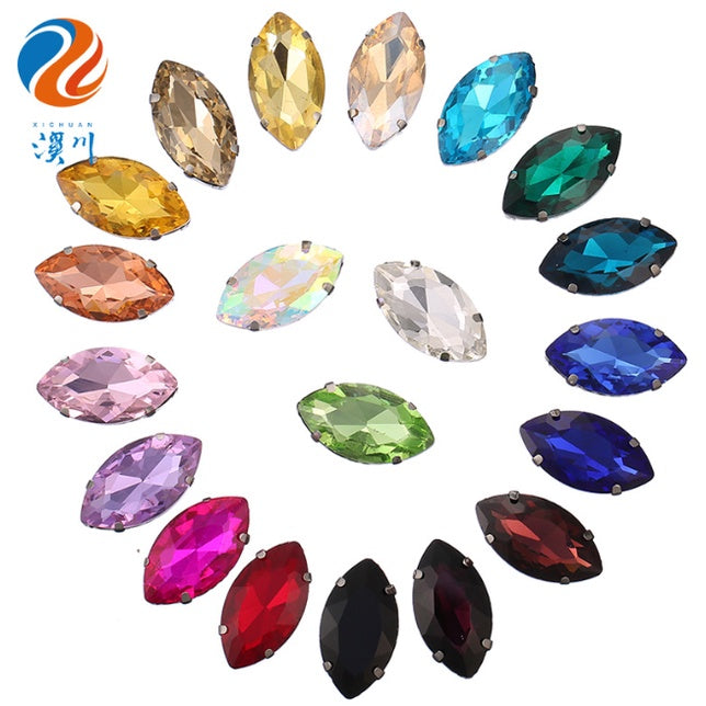 4*8/5*10mm Navette Shape Crystal Rhinestone with Silver Claw Clothing Accessories Rhinestones