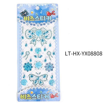 Rhinestone Stickers Children's Cartoon Flower Three-dimensional Stickers Diamond Love Butterfly Rhinestone Stickers Holiday Handmade Creative Mobile Phone Case DIY Decoration