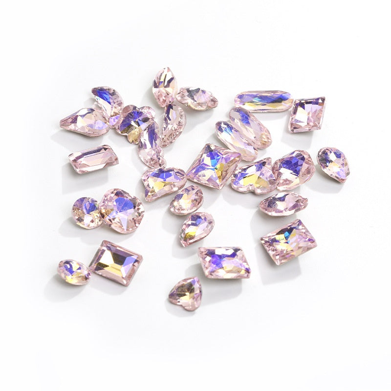 Korean Style Cute Design Tiny Crystal Nail Art Aurora Pink Color Diy Ornament Rhinestones