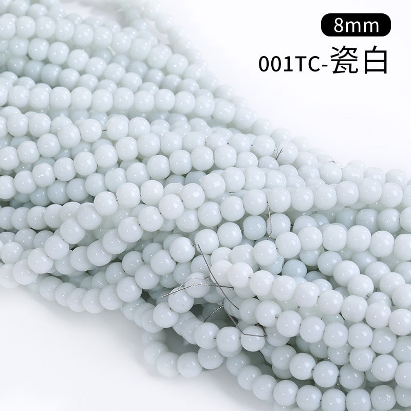 8mm Glass Crystal Imitation Jadeite Round Beads DIY Handmade Bracelet Chain Chain Bead Jewelry Material Accessories Wholesale