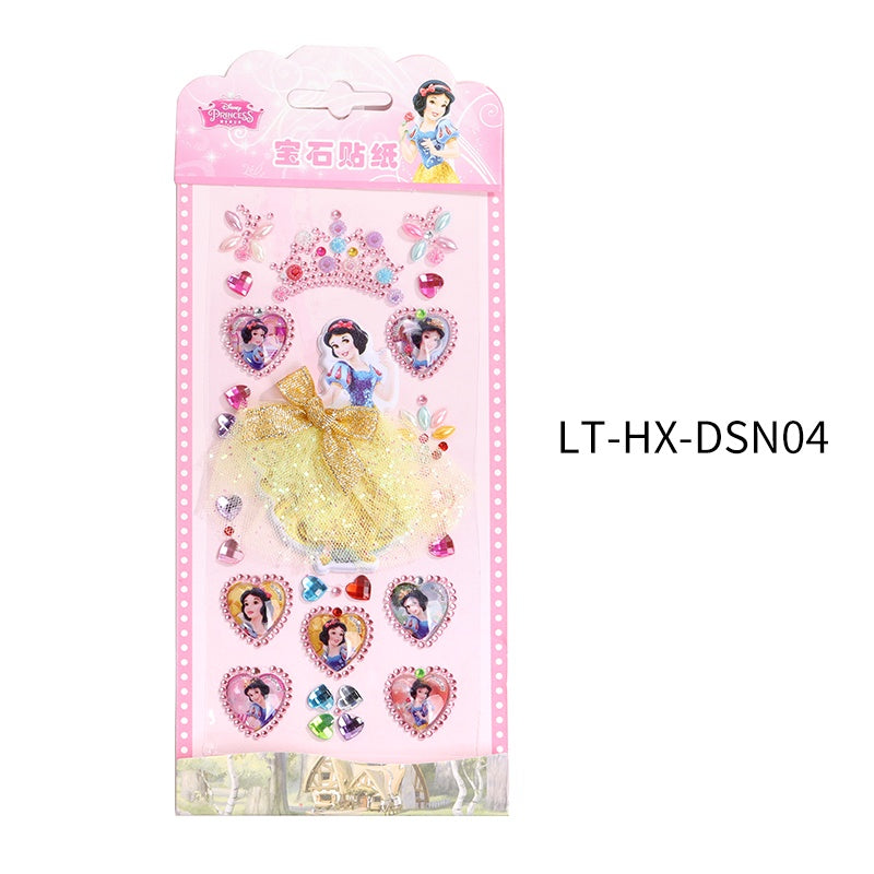 Princess Gauze Skirt Children's Gem Stick Crystal Ornament Stickers Cartoon Diamond Creative Stickers