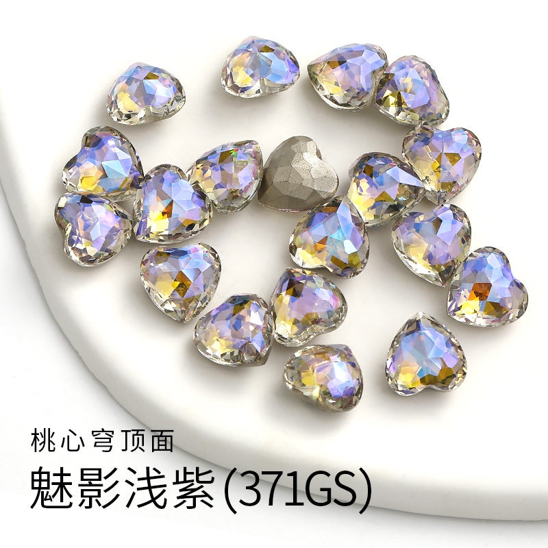 Fancy Heart Shape Pink Rose Shiny Ctystal DIY Jewelry Nail Art Cute Rhinestone