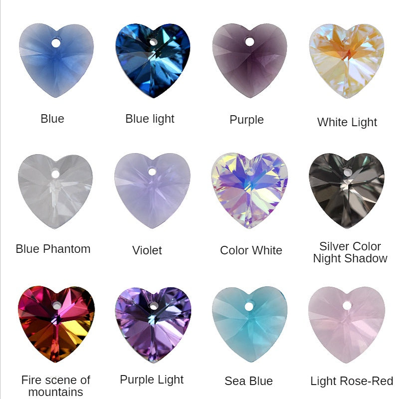 Peach Heart Single Hole Pendant Crystal Drill High-end Glass Jewelry Diy Earpiece Accessories