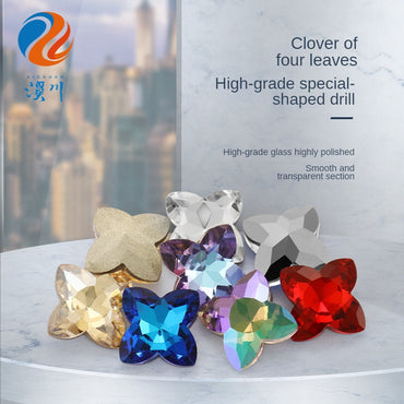 Special-shaped Rhinestone 10pcs Four-leaf Clover High Top Shiny High-grade Rhinestone Diy Ornament Accessories Pointed Bottom Drill Nail Nail Stickers Drill Phone Case Materials
