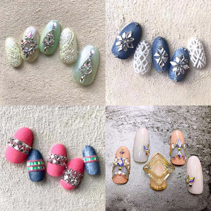 50pcs Red AB Color Flat Nail Rhinestone Nail Drill Diy Nail Stick Drill Nail Flat Shaped Drill Nail Decoration