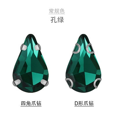 Sharp Water Drop Glass Claw Drill with Hole Hand Stitched Drill Diy Clothing Wedding Dress Handmade Material Jewelry Accessories Water Drop Type