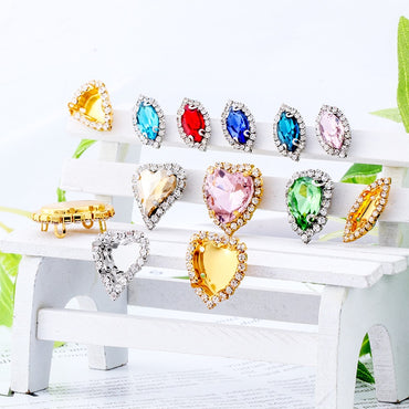 10PCS Crystal Buckle Gold Empty Bracket Glass Crystal Enclosing Edge Copper Claw Diy Accessories Clothing Accessories Shoe Materials