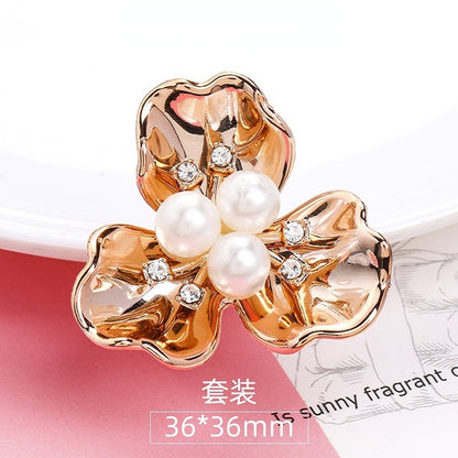 Korean Hair Accessories Female Bride Headdress White Rhinestone Pearl Flowers New Three Pearl Hand Bouquet Diy Hair Accessories Material Spring Pearl Hair Accessories