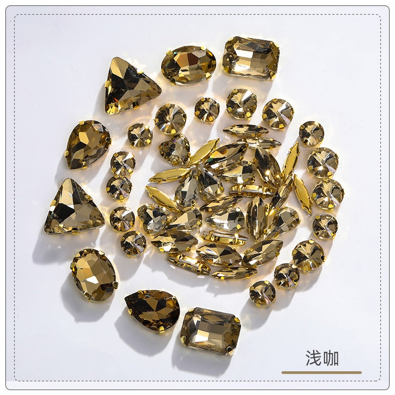 Gold Bottom Bracket Claw Drill Mixed Crystal Diy Clothing Luggage Crystal Accessories Accessories Materials