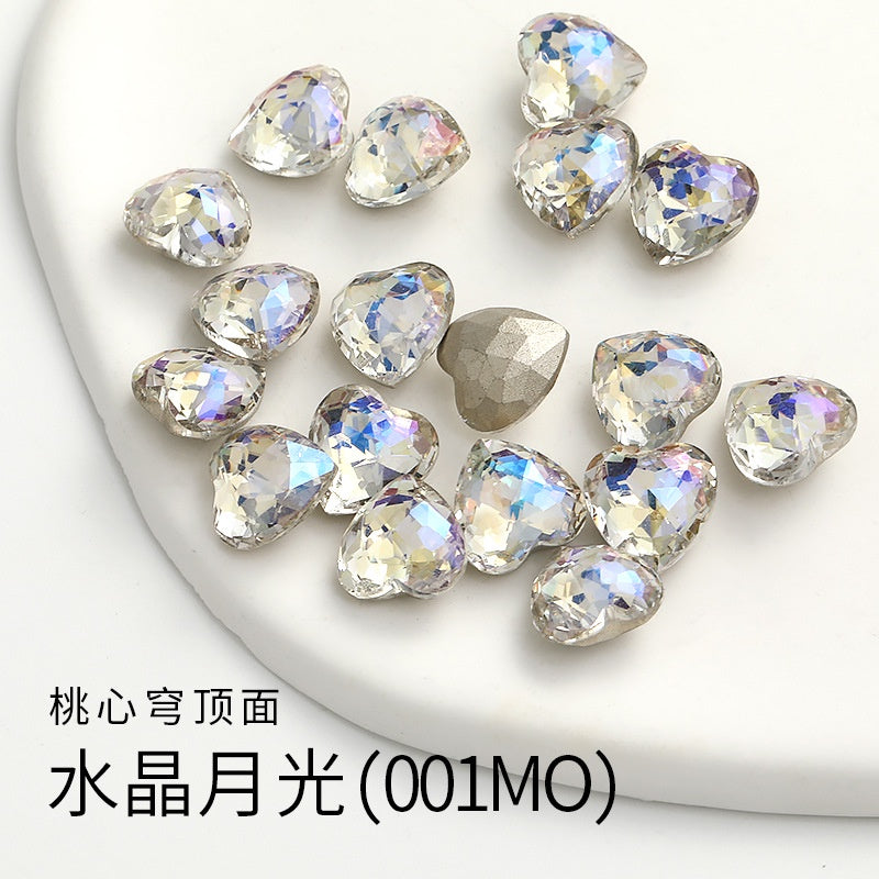 Fancy Heart Shape Pink Rose Shiny Ctystal DIY Jewelry Nail Art Cute Rhinestone