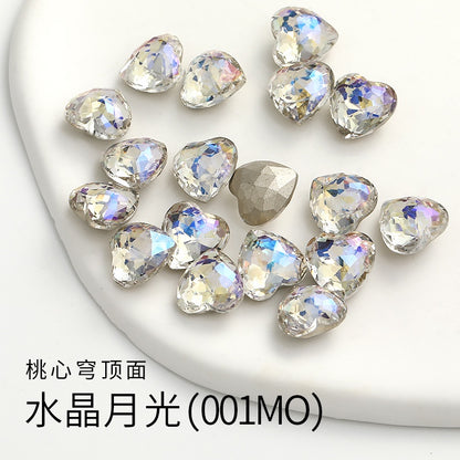 Fancy Heart Shape Pink Rose Shiny Ctystal DIY Jewelry Nail Art Cute Rhinestone