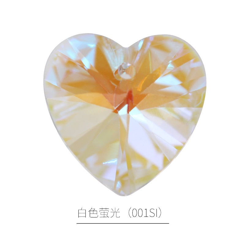 Peach Heart Single Hole Pendant Crystal Drill High-end Glass Jewelry Diy Earpiece Accessories