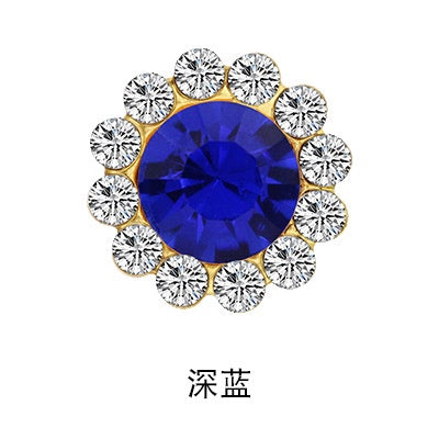10pcs Round Rhine-water Sunflower Hand Stitched Drill Stained Glass Drill Buckle Diy Hand Stitched Hair Accessories Shoes Clothing Case and Bag Accessories