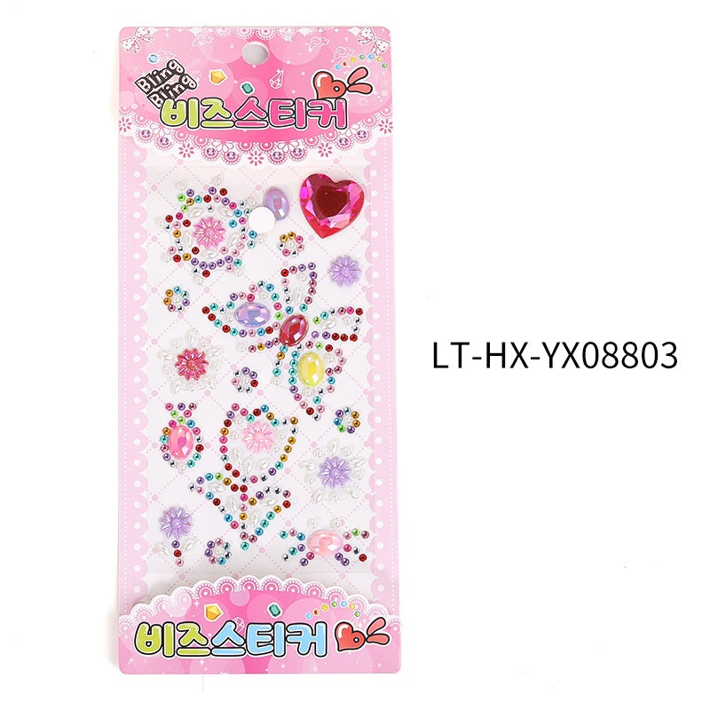 Rhinestone Stickers Children's Cartoon Flower Three-dimensional Stickers Diamond Love Butterfly Rhinestone Stickers Holiday Handmade Creative Mobile Phone Case DIY Decoration
