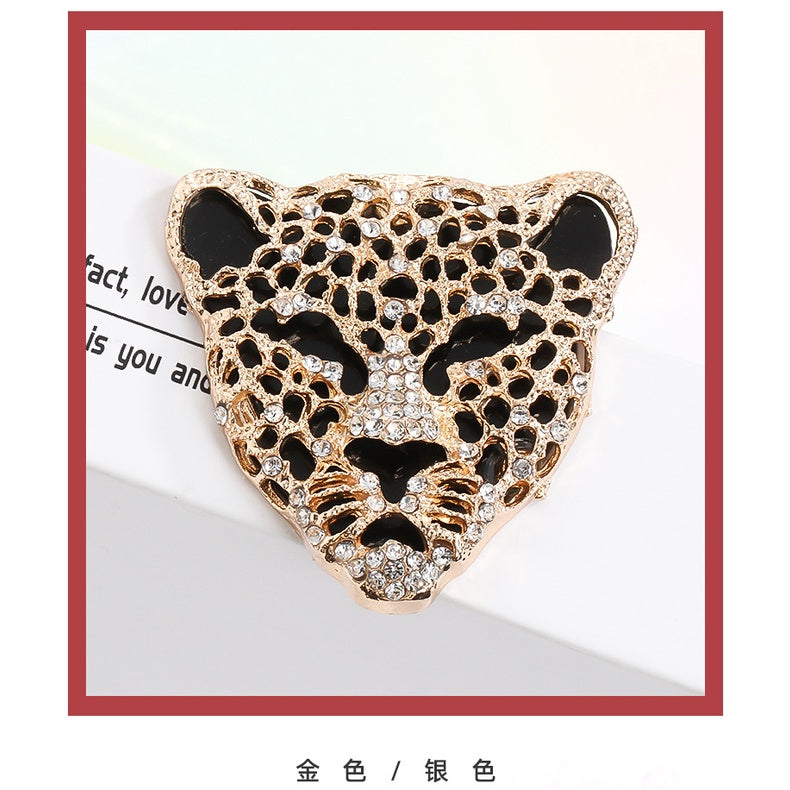 Leopard Head Full Drill Handmade Diy Mobile Phone Case Hand Car Air Outlet Tissue Box Decorative Ornaments Accessories Shoe Clothing