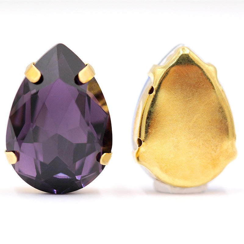 Gold Bottoming Water Drop Glass Claw Drill Diy Clothing Wedding Dress Women's Shoes Material Grab Drill Jewelry Accessories