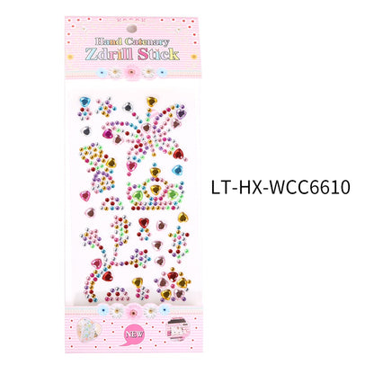 Princess Gauze Skirt Stick Drill Children's Gem Crystal Decorative Stickers Cartoon Diamond Creative Stickers