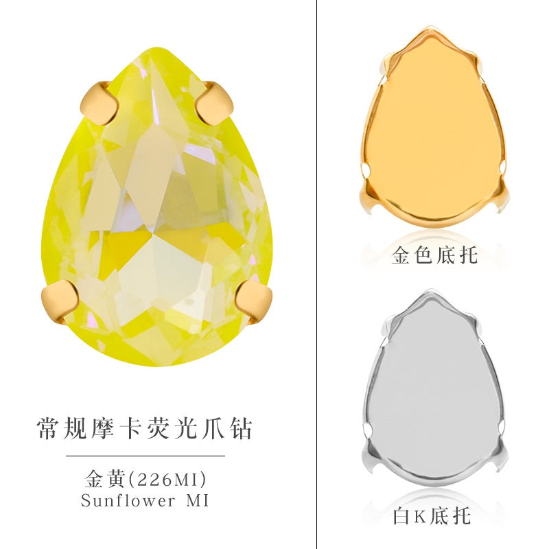 Water Drop Rhinestone Mocha Fluorescent Diy Jewelry Accessories Pointed Bottom Drill Nail Paste Drill Material Clothing Accessories