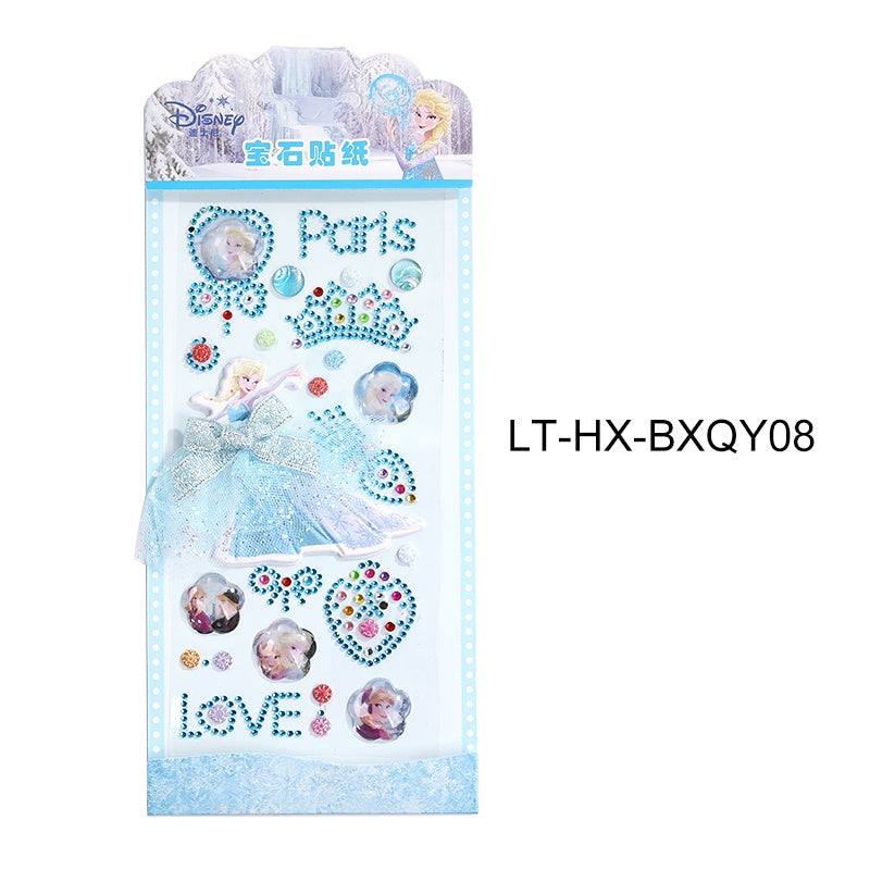 Princess Gauze Skirt Children's Gem Stick Crystal Ornament Stickers Cartoon Diamond Creative Stickers