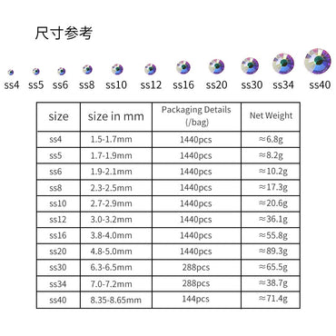 36 Colors Rhinestone Sticker Rhinestone SS4/1.6mm Flat Bottom Round Nail Drill DIY Phone Case Accessories  Violent Bear Accessories