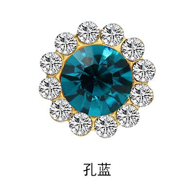10pcs Round Rhine-water Sunflower Hand Stitched Drill Stained Glass Drill Buckle Diy Hand Stitched Hair Accessories Shoes Clothing Case and Bag Accessories