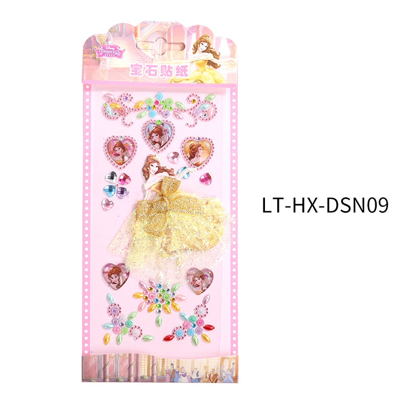 Princess Gauze Skirt Children's Gem Stick Crystal Ornament Stickers Cartoon Diamond Creative Stickers