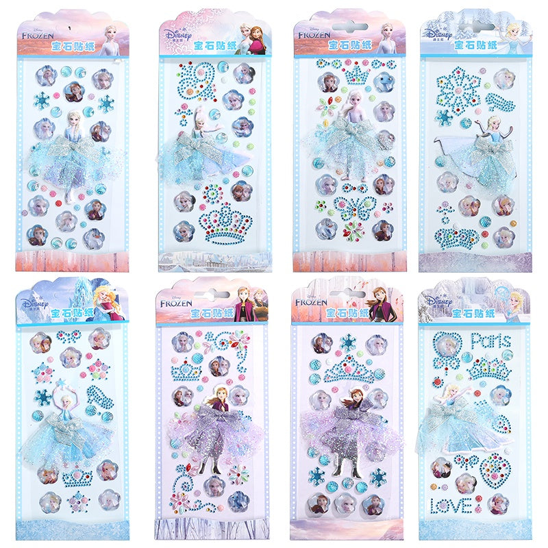 Princess Gauze Skirt Children's Gem Stick Crystal Ornament Stickers Cartoon Diamond Creative Stickers