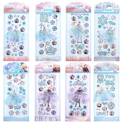 Princess Gauze Skirt Children's Gem Stick Crystal Ornament Stickers Cartoon Diamond Creative Stickers