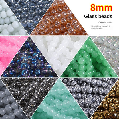8mm Glass Crystal Imitation Jadeite Round Beads DIY Handmade Bracelet Chain Chain Bead Jewelry Material Accessories Wholesale