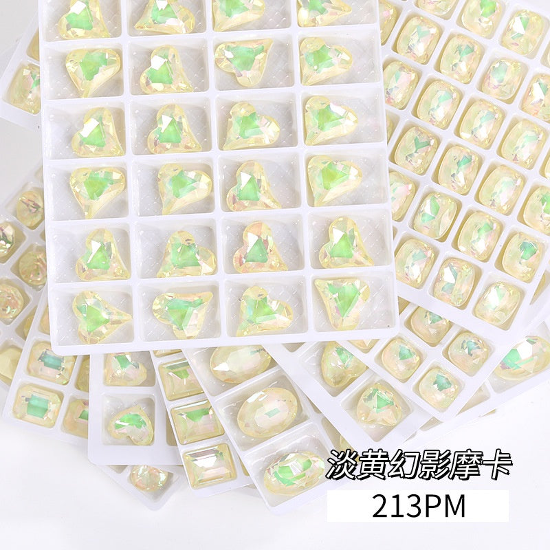 10pcs Crooked Peach Love Rhineau Phantom Mocha Color K9 High-grade Crystal Glass Rhinestones High Top Sweet Heart Diy Nail Paste Drill Material