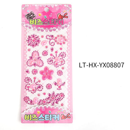 Rhinestone Stickers Children's Cartoon Flower Three-dimensional Stickers Diamond Love Butterfly Rhinestone Stickers Holiday Handmade Creative Mobile Phone Case DIY Decoration