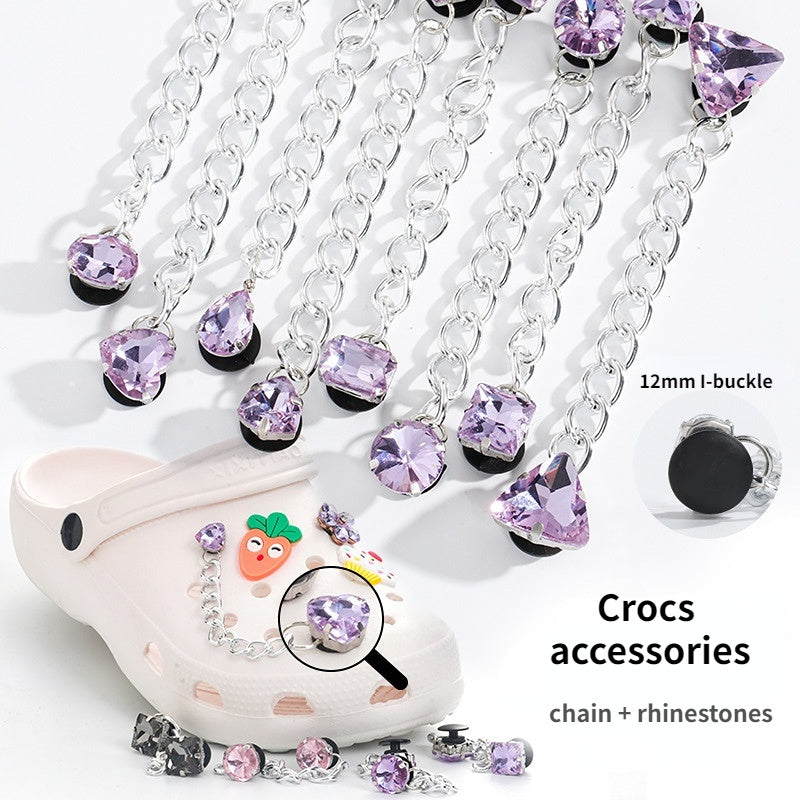 Crocs Chain Diy Accessories Stainless Steel Four Corner Claw Drill Chain Style Garden Shoes Shoe Buckle Decorative Buckle Accessories