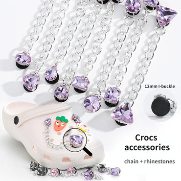 Crocs Chain Diy Accessories Stainless Steel Four Corner Claw Drill Chain Style Garden Shoes Shoe Buckle Decorative Buckle Accessories