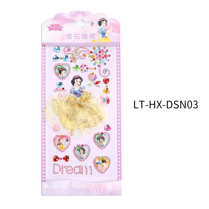 Princess Gauze Skirt Children's Gem Stick Crystal Ornament Stickers Cartoon Diamond Creative Stickers