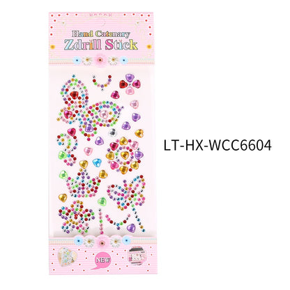 Princess Gauze Skirt Stick Drill Children's Gem Crystal Decorative Stickers Cartoon Diamond Creative Stickers