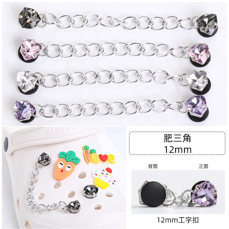 Crocs Chain Diy Accessories Stainless Steel Four Corner Claw Drill Chain Style Garden Shoes Shoe Buckle Decorative Buckle Accessories