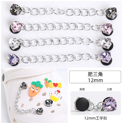 Crocs Chain Diy Accessories Stainless Steel Four Corner Claw Drill Chain Style Garden Shoes Shoe Buckle Decorative Buckle Accessories