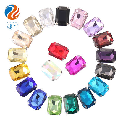 18 * 25Mm rectangular octagonal claw drill (hemp) rhinestone claw drill, hand-sewn glass drill DIY jewelry clothing accessories accessories