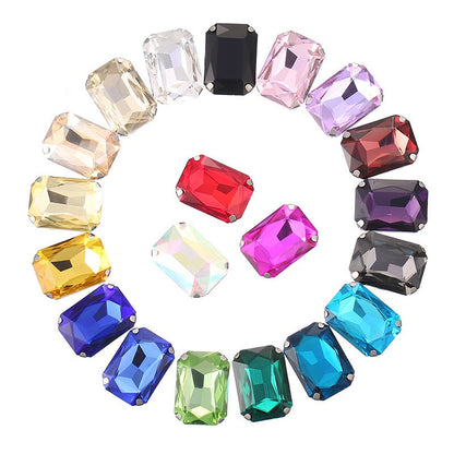 6*8mm/8*10mm 10pcs Rectangular Octagonal Claw Drill Rhinestone Claw Drill Hand Sewing Glass Drill Diy Accessories Clothing Accessories Accessories
