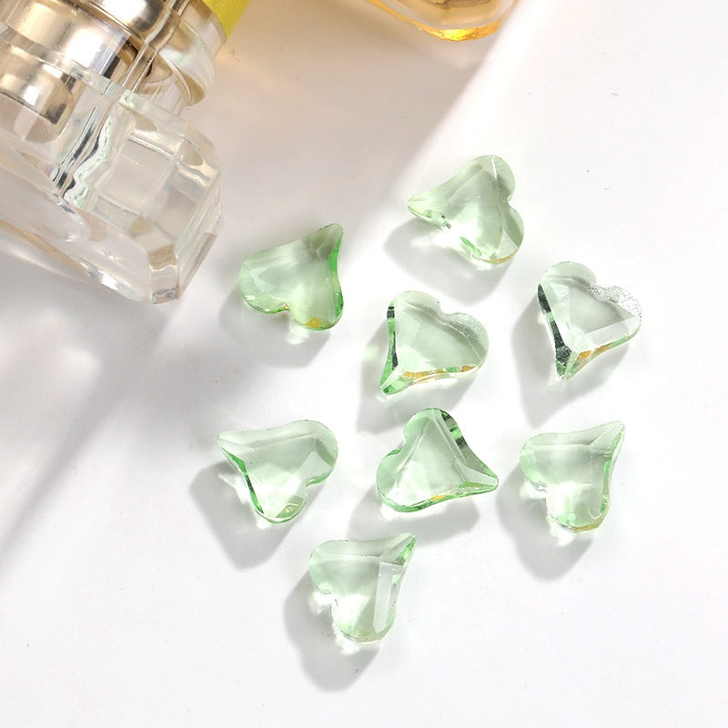 Transparent Peach Heart  Rhinestone Rhinaute Crooked Peach Crystal Glass Nail Drill Shiny Thorough Nail Ornaments Diy Ornaments Phone Case Accessories