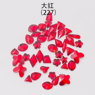 50pcs Red AB Color Flat Nail Rhinestone Nail Drill Diy Nail Stick Drill Nail Flat Shaped Drill Nail Decoration