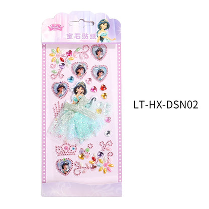 Princess Gauze Skirt Children's Gem Stick Crystal Ornament Stickers Cartoon Diamond Creative Stickers