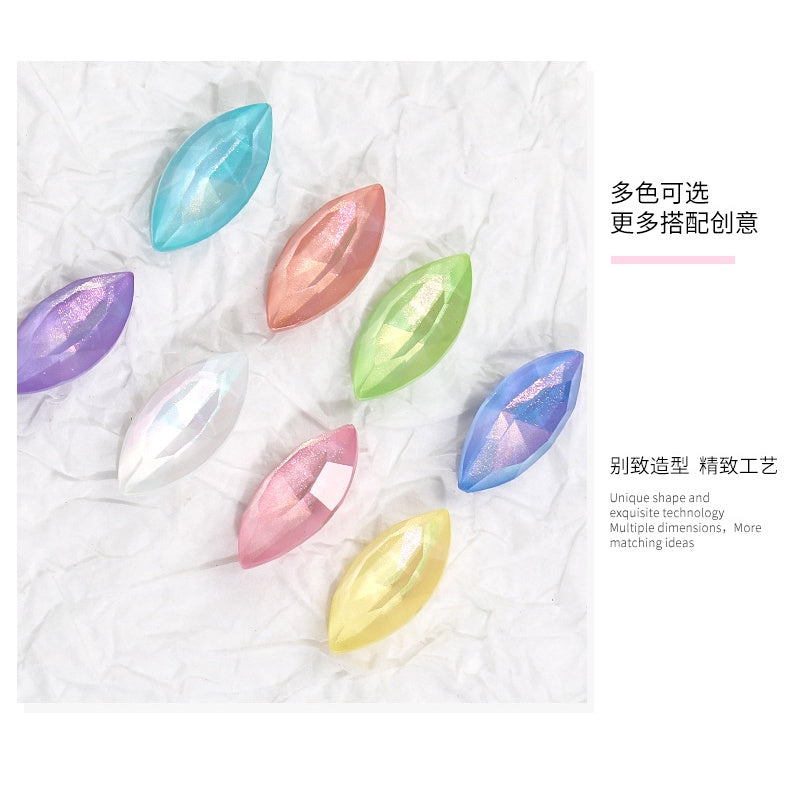 7*15mm Nail Rhinestone 10pcs Horse Eye Aurora Mocha Pointy Bottom  Rhinestone Glass Nail Accessories DIY