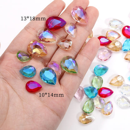 8*13mm Drop Shape Shiny Moonlight Crystal Nail Art Glass Transparent Rhinestone for DIY Phone Case Decoration