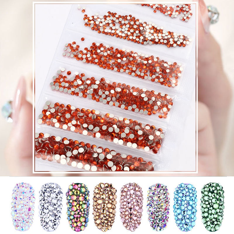 1.5-3.2mm Mixed Nail Rhinestone Small Size Mixed Size Glass Rhinestone Colorful Diamond Mixed Nail Crystal