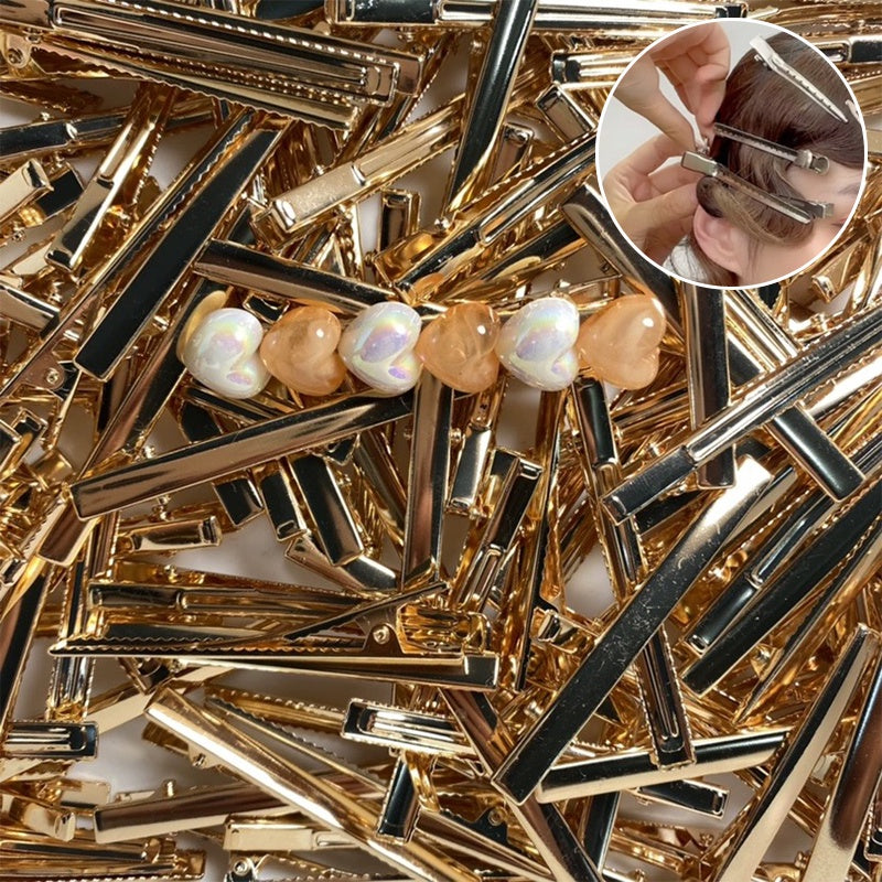 50pcs Rectangular Duckbill Clip（5.6cm/4.5cm/4.1cm/3.2cm）Metal Hairpin Simple Headdress Accessories Materials