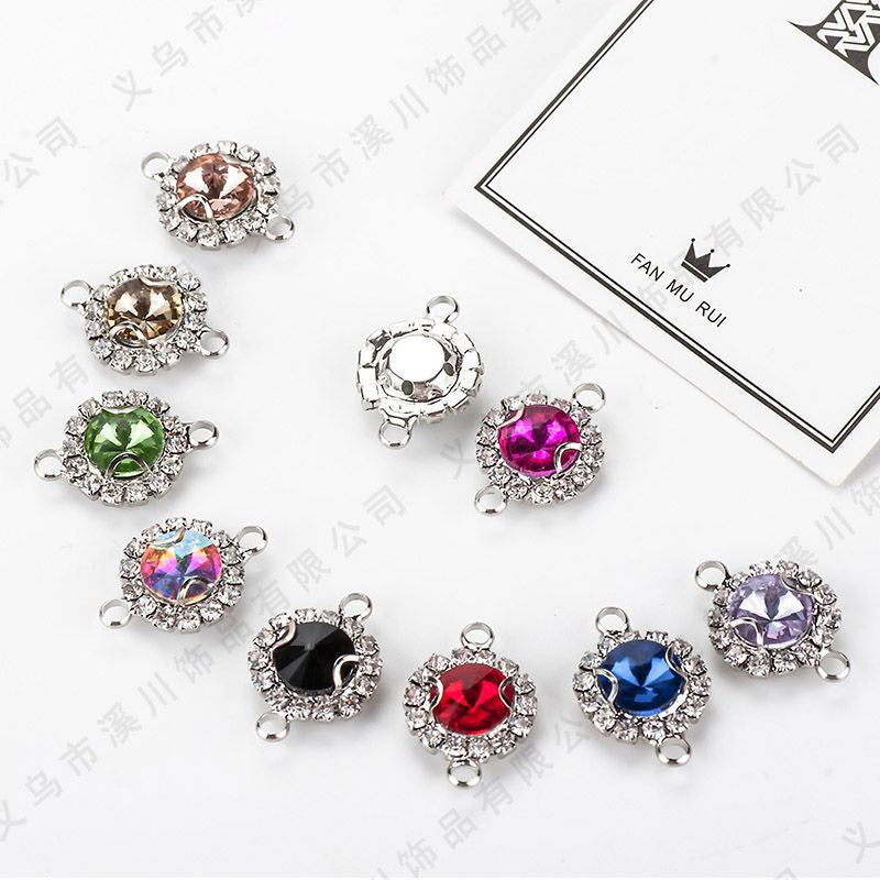 8mm20pcs Satellite Double Ring Crystal Buckle Claw Rhinestones Encircling Edge Rhinestones Double Hanging Grab Chain Diy Headdress Accessories